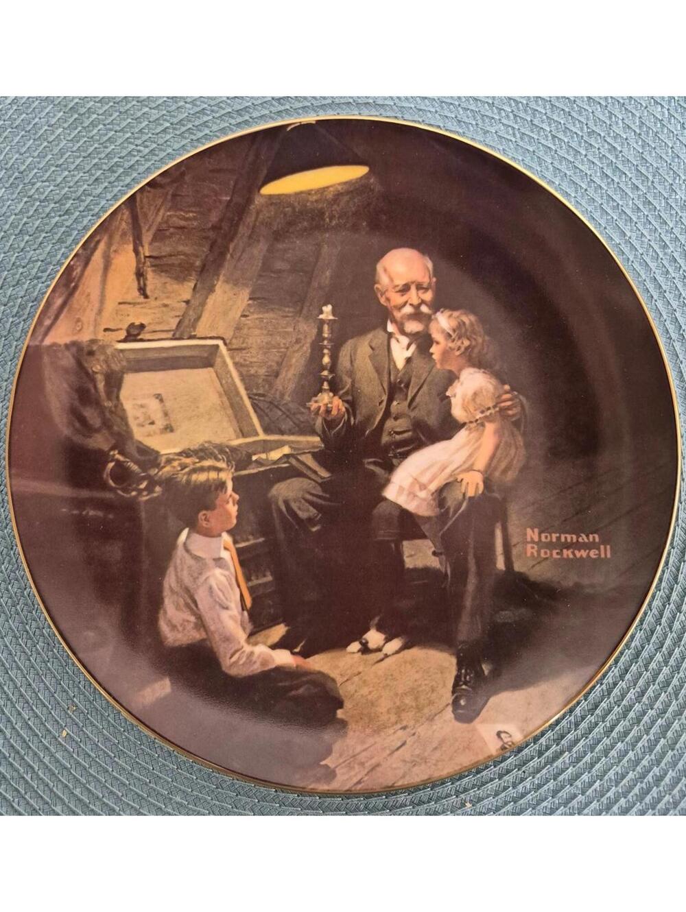 Norman Rockwell Numbered Collector's Plate - 1983 -  "Grampa's Treasure Chest"